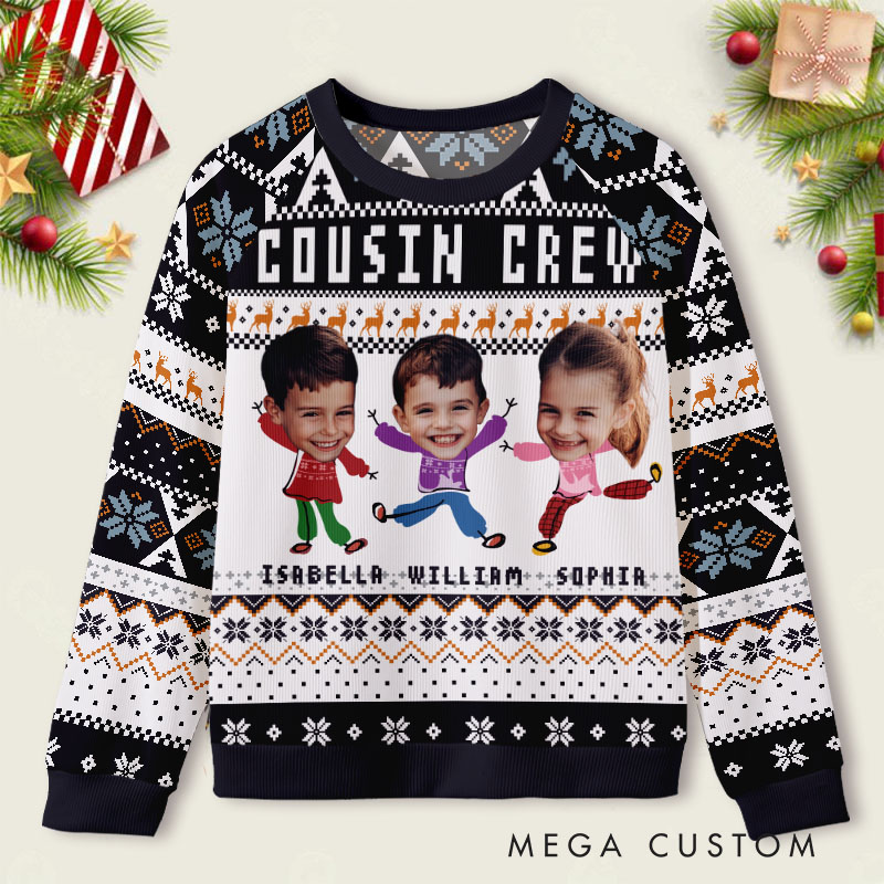 Personalized Family Photo Festive Faces Joyful Holiday Spirit Ugly Sweater Shirt