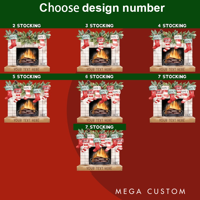 Personalized Christmas Ornaments Custom Family Christmas Stocking Christmas Ornament, Stockings on Fireplace Christmas Gift