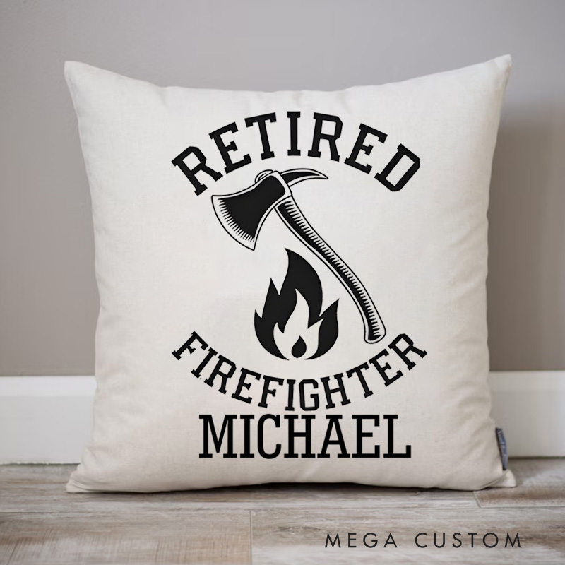 Personalized Firefighter Pillow Retired Firefighter Emblem Design Appreciation Gift for Firemen