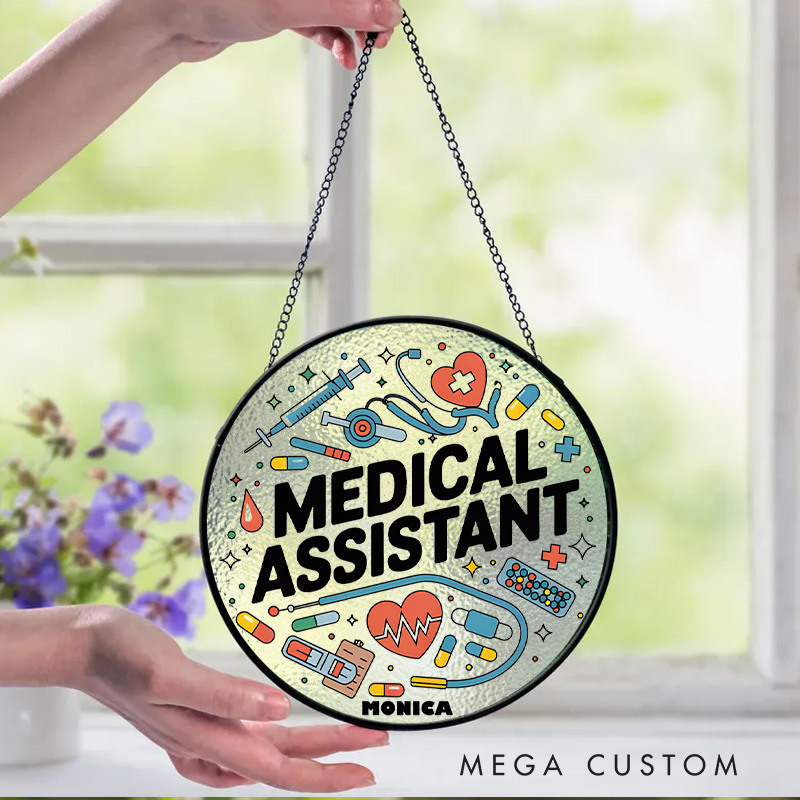 Personalized Medical Assistant Sun Catcher Custom Glass Plaque for Nurse 