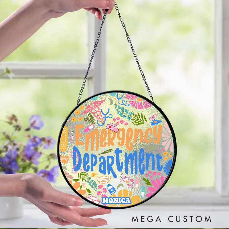 Personalized Emergency Department Sun Catcher Custom Glass Plaque for Nurse 