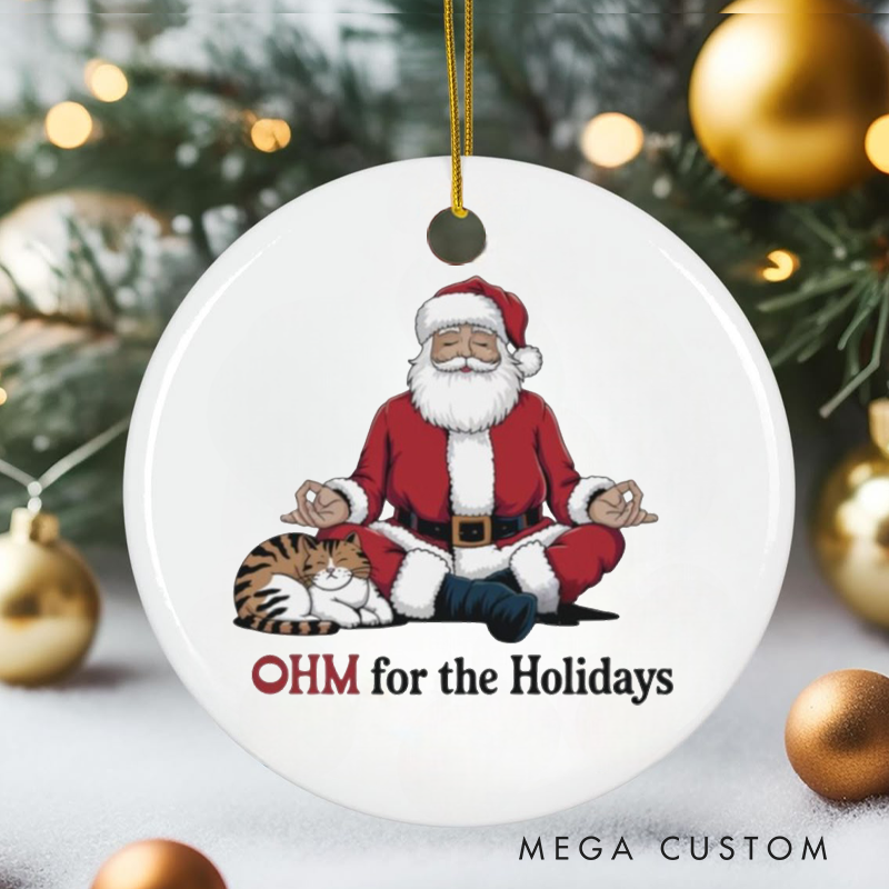 Personalized Santa Yoga Ornament Ornament with OHM for the Holidays Design Christmas Ornament Gift for Yoga Lover