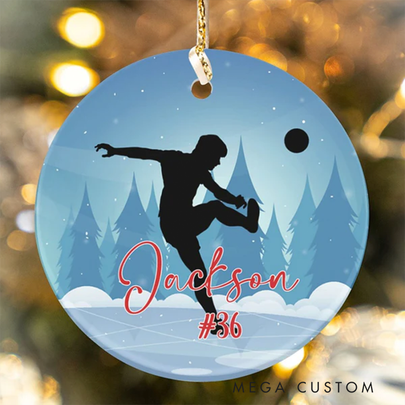 Personalized Soccer Player Christmas Ornaments Custom Name and Number Design