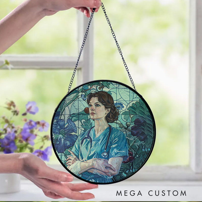 Personalized Modern Nurse Art Sun Catcher Custom Glass Plaque for Nurse 