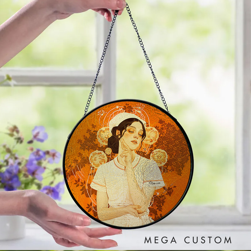 Personalized Elegant Nurse Art Sun Catcher Custom Glass Plaque for Nurse 