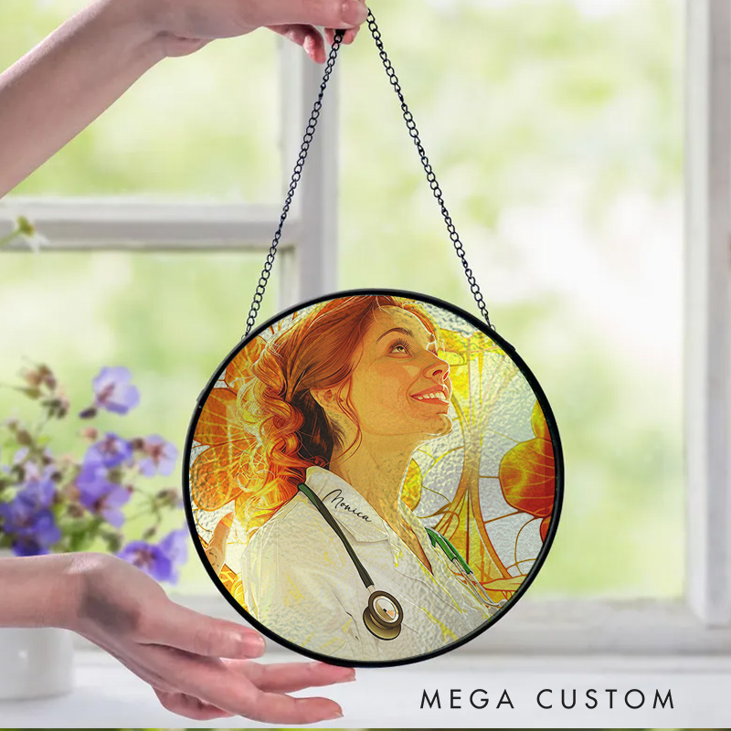Personalized Radiant Nurse Art Sun Catcher Custom Glass Plaque for Nurse 