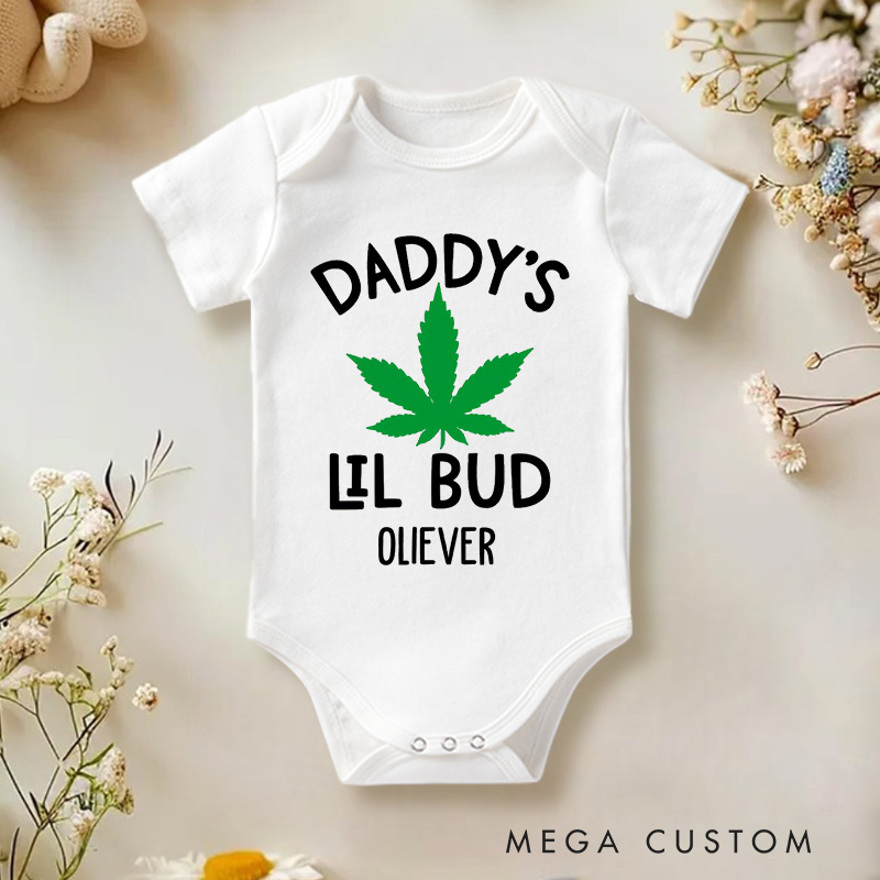 Personalized Daddy's Lil Bud Baby Onesie Funny Baby Gift