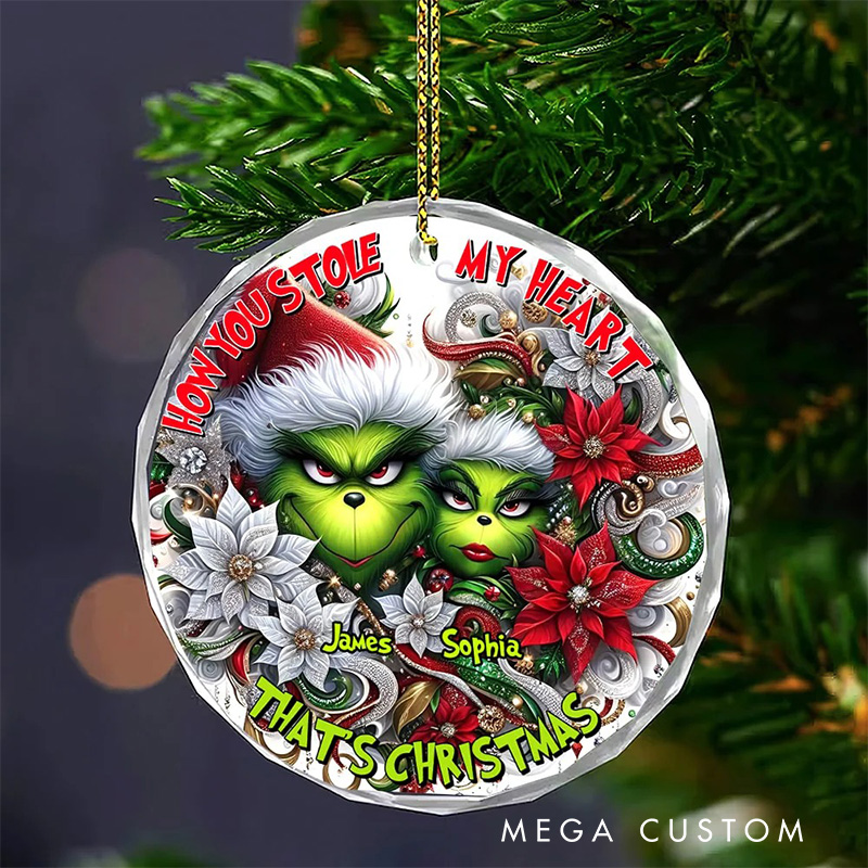 Personalized Monster Couple Movie Christmas Ornament Glass Ornament Art Lovers Christmas Gift Artistic Xmas Gift Christmas Decor
