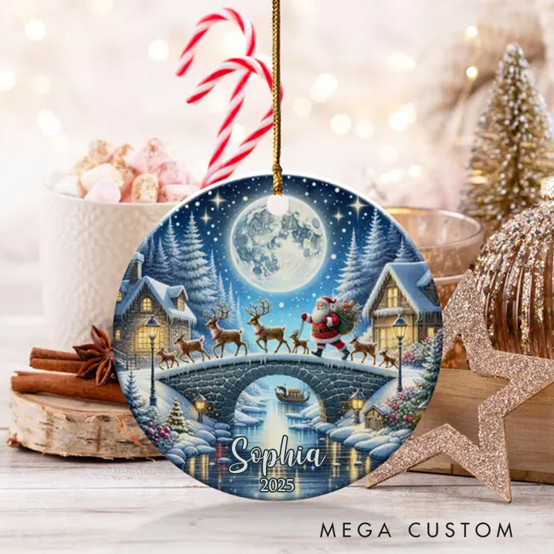 Personalized Watercolor Christmas Night Art Christmas Ornament Ceramic Ornament Art Lovers Christmas Gift Artistic Xmas Gift Christmas Decor