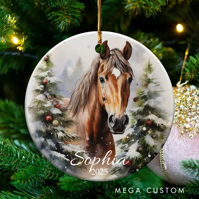 Personalized Watercolor Horse Art Christmas Ornament Ceramic Ornament Art Lovers Christmas Gift Artistic Xmas Gift Christmas Decor