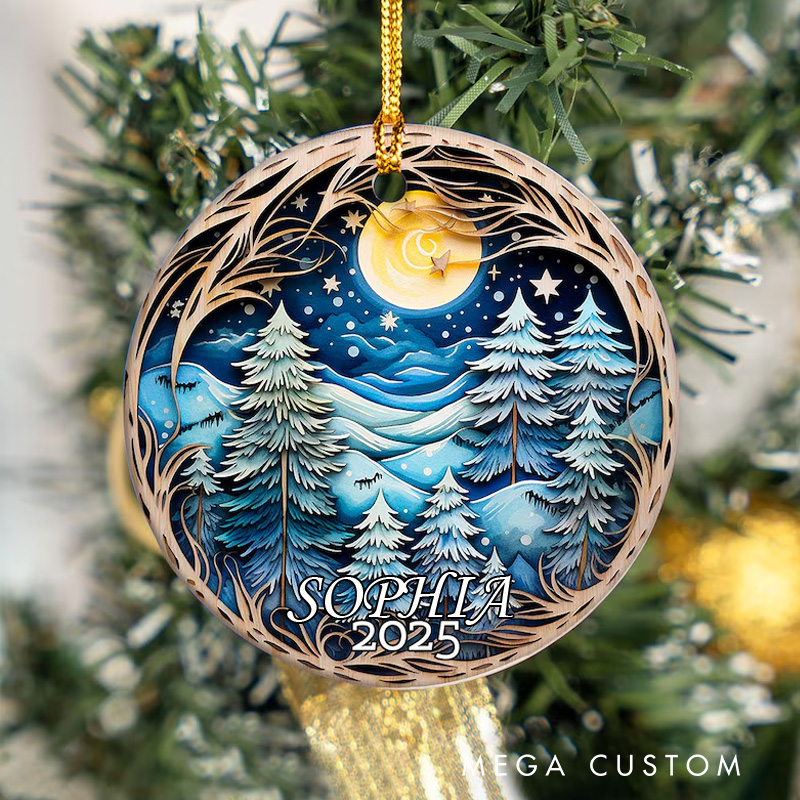 Personalized Papercutting style 2D the Eve Art Christmas Ornament Ceramic Ornament Art Lovers Christmas Gift Artistic Xmas Gift Christmas Decor