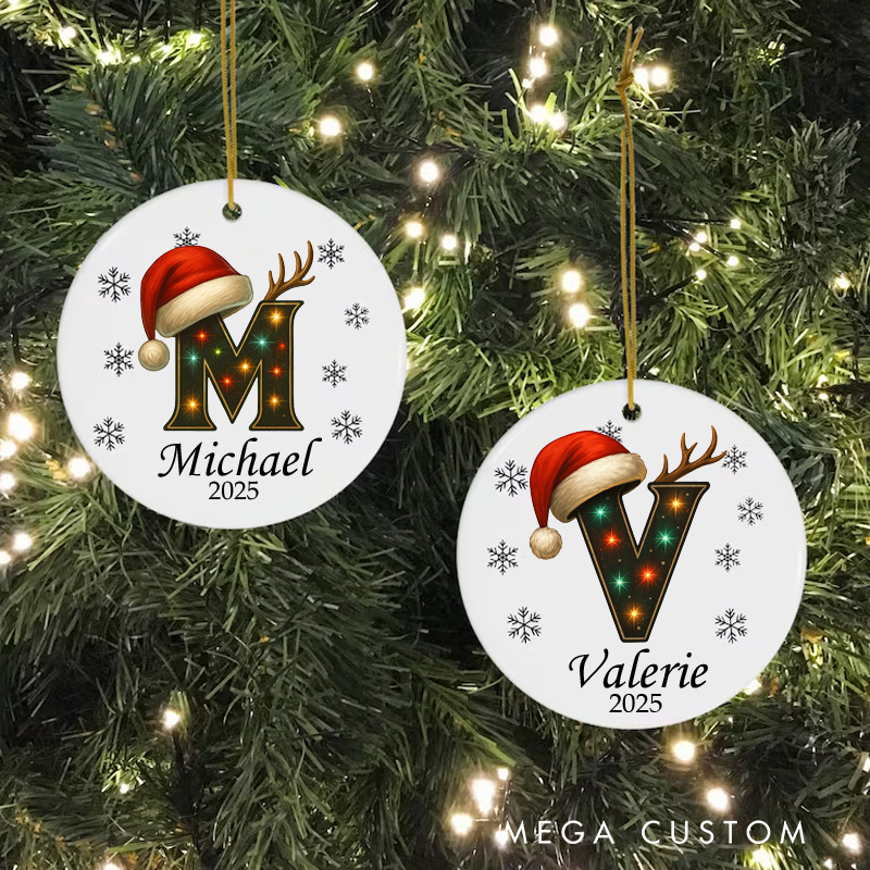 Personalized Sketch Style Monogram Art Ceramic Christmas Ornament Ornament Art Lovers Christmas Gift Artistic Xmas Gift Christmas Decor