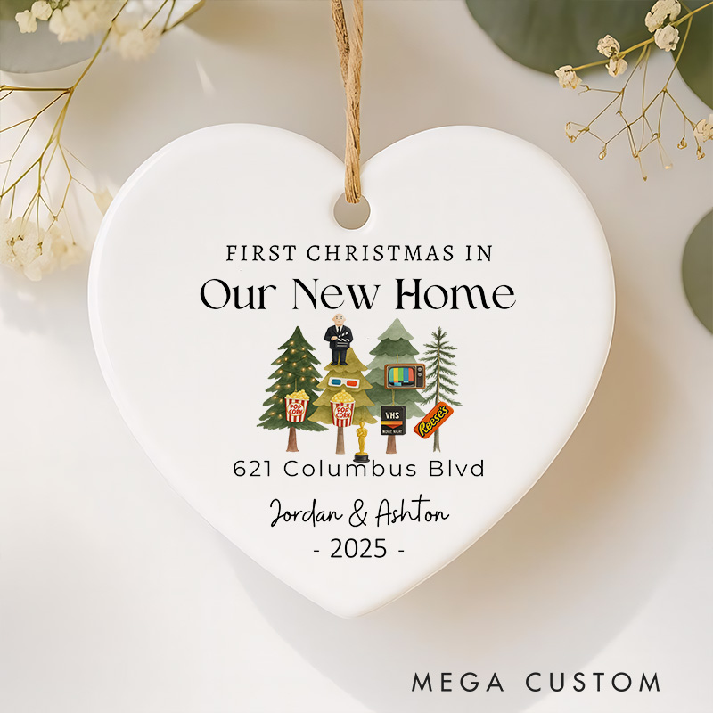 Personalized Movie Watching New Home Ceramic Christmas Ornament  Movie Lovers Christmas Gift Film Xmas Gift Christmas Decor