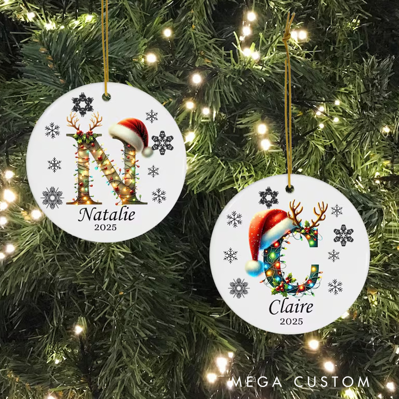 Personalized Star Monogram Movie Ceramic Christmas Ornament Movie Lovers Christmas Gift Film Xmas Gift Christmas Decor