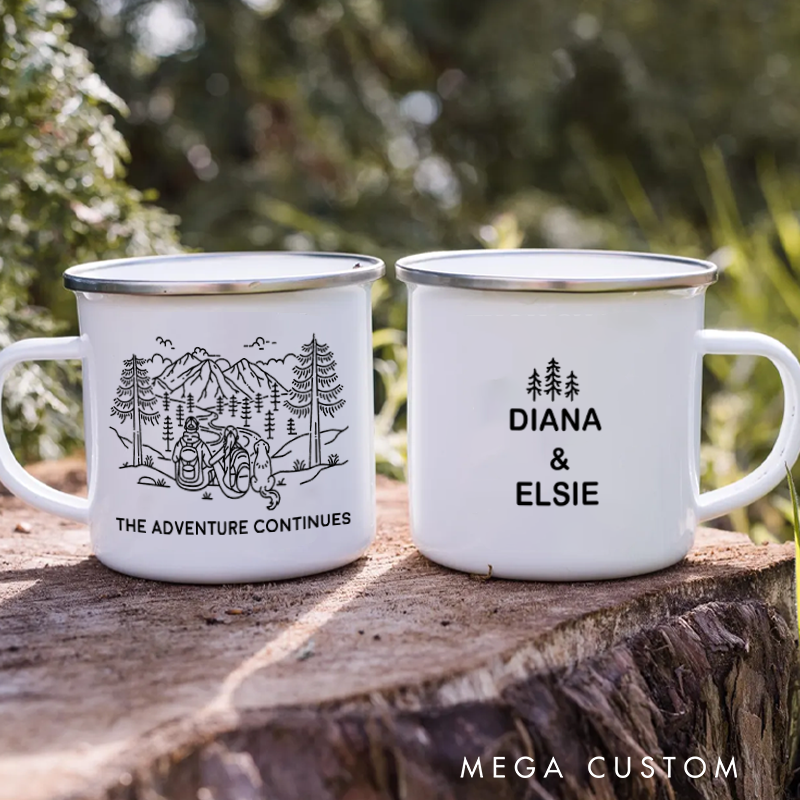 Personalized Hiking Couples with Dog Gift Outdoor Adventure Camping Mug Gift for Nature Lover