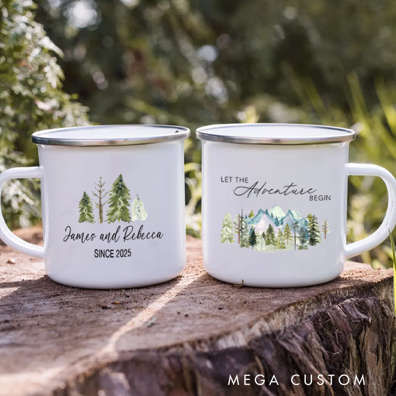 Personalized Funny Couple Camping Mug Outdoor Mountain Adventure Cup Gift for Hiking Lover