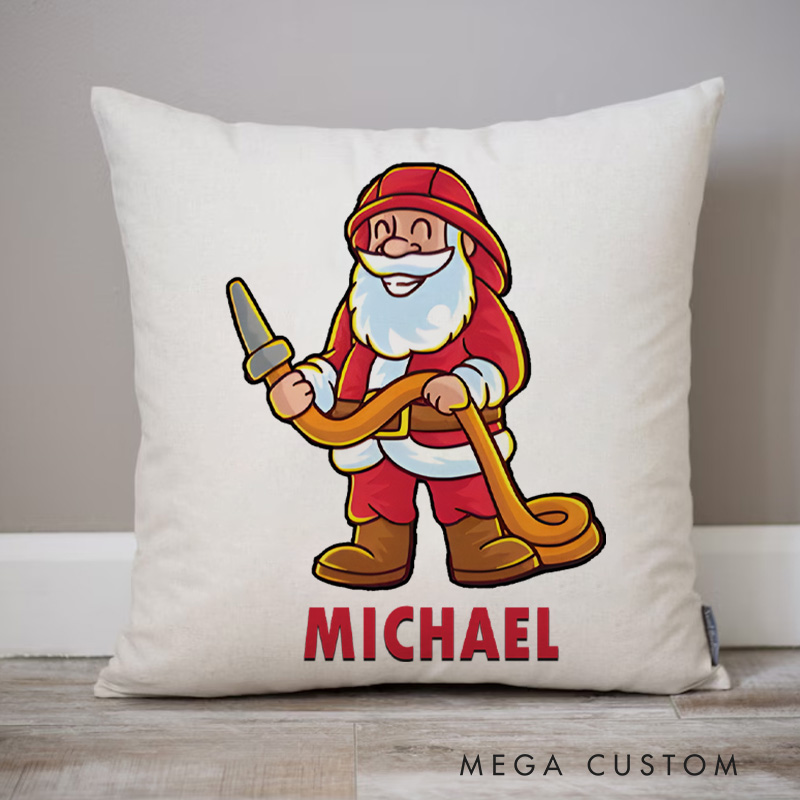 Personalized Firefighter Pillow Cheerful Firefighter Gnome Design Appreciation Gift for Firemen