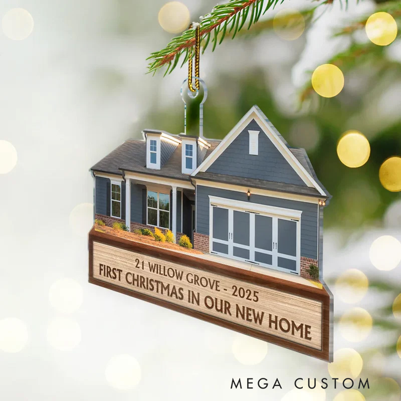 Personalized Photo First Christmas In Our New House Custom Cutout Acrylic Ornament  2025 New Homeowner Decoration Customized Keepsake for Christmas