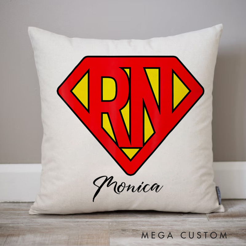Personalized Throw Pillow for Nurse Super RN Shield Design Nurse Appreciation Gifts