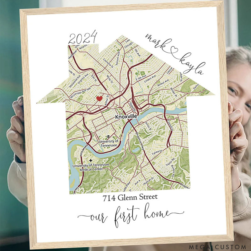 Personalized First Home Map Print Custom Home Map Housewarming Gift New Homeowner Wall Art