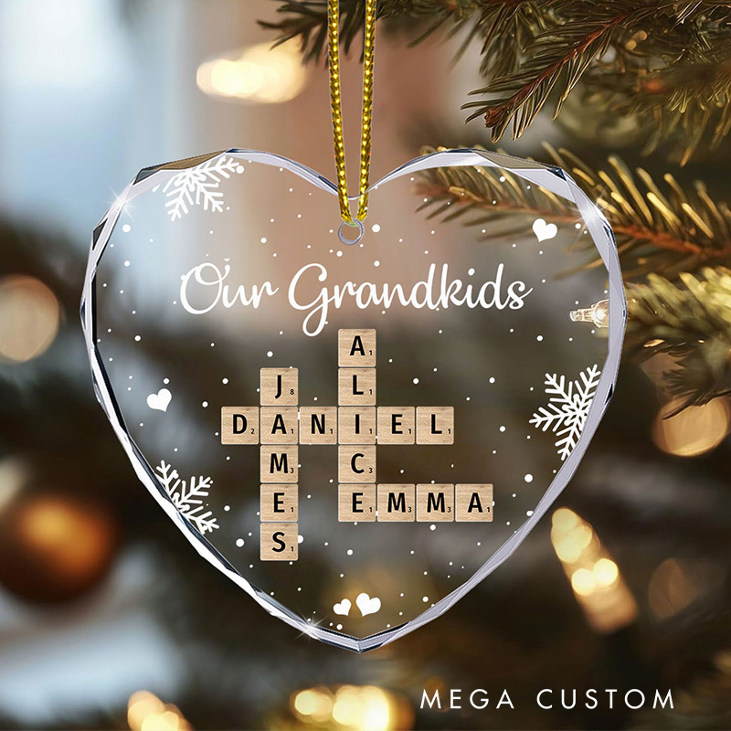 Personalized Our Grandkids Scrabble Heart Acrylic Ornament