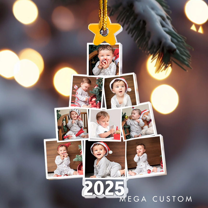 Personalized Newborn Baby Christmas Tree Babys Photo First Christmas Ornament