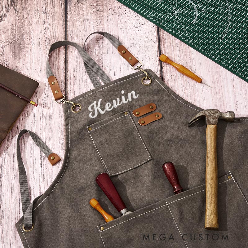Personalized Gardening Apron with Pocket Embroidered Name Garden Workshop Apron for Gardening Lovers Gardening Gift 