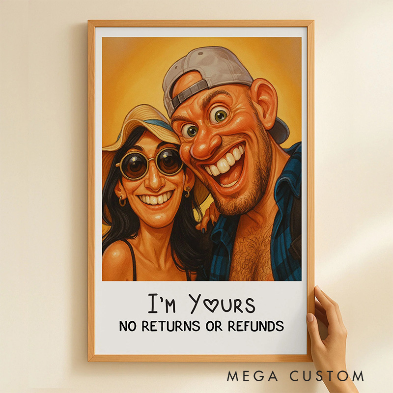 Personalized Wall Art For Funny Couples Poster Without Frame Custom Art Lover Gift Custom Portrait