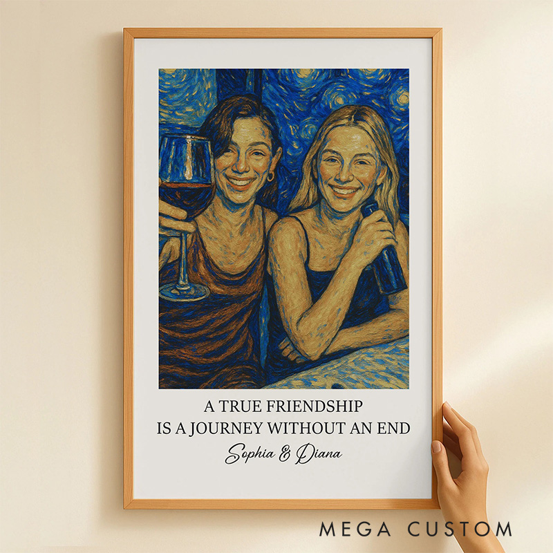 Personalized A True Friendship Is A Journey Wall Art For Friends Besties Poster Without Frame Custom Art Lover Gift Custom Portrait