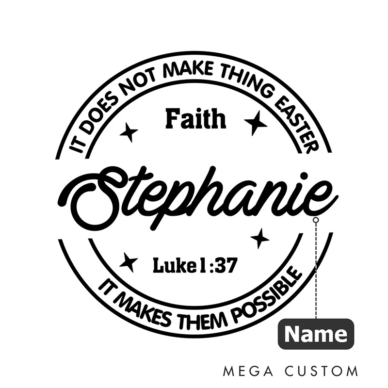 Personalized Religion Faith Luke 1:37 Book Embosser Hand Held Embosser Embossing Stamp with Name Inspirational Gift for Bookworm Christian