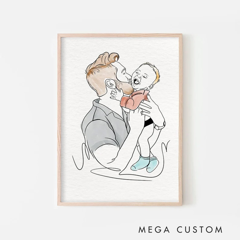 Personalized Watercolor Illustration Wall Art For Couples Pets House Family Poster Without Frame Custom Art Lover Gift Custom Portrait