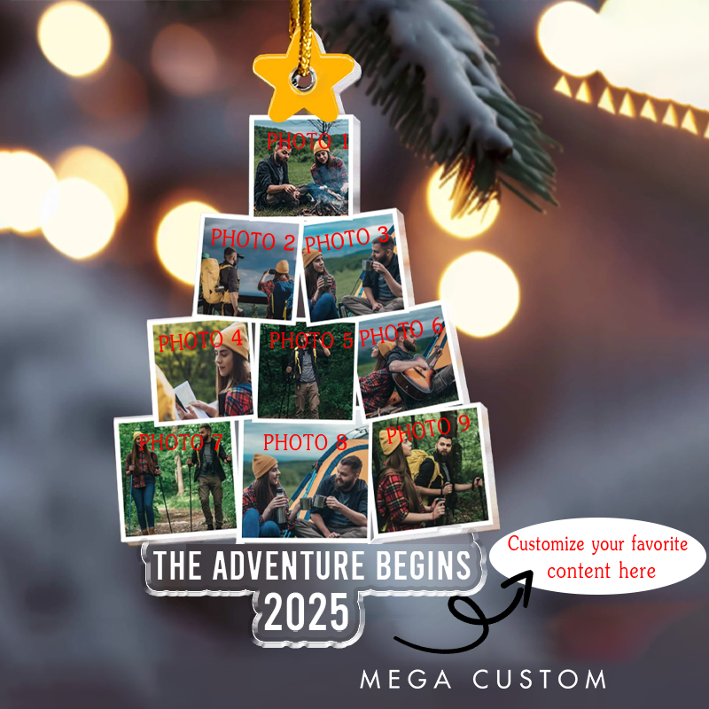 Personalized Photo Camping Christmas Tree Ornament Outdoor Hiking Lover Christmas Decor Gift for Travel Family Friends