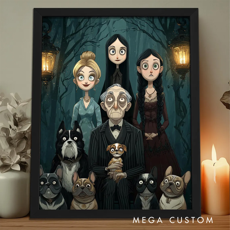 Personalized Gothic Illustration Wall Art For Couples Pets Family Poster Without Frame Custom Art Lover Gift Custom Portrait Halloween