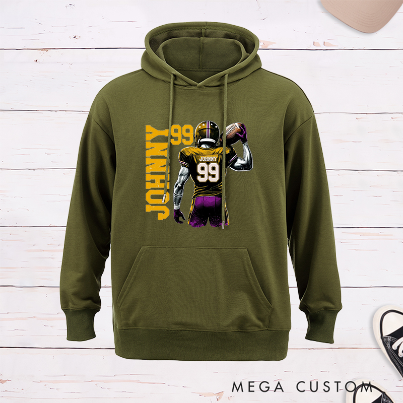 Personalized Football Hoodie with Custom Name, Number, and Unique Player Design