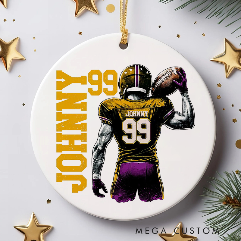 Personalized Football Christmas Ornament with Custom Name, Number, and Player Design