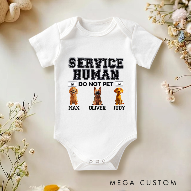Personalized Service Human Do Not Pet Dog Baby Bodysuit Baby Shower Gift