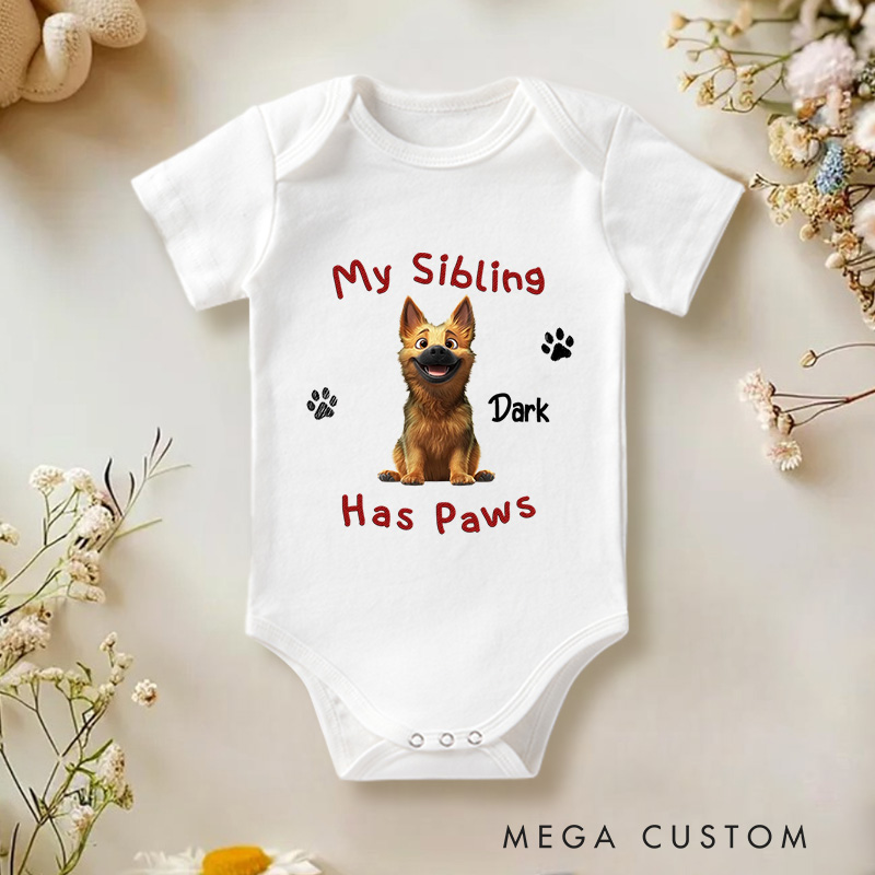 Personalized My Sibling Has Paw Baby Bodysuit Baby Shower Gift