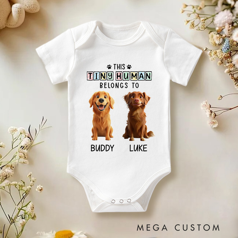 Personalized Tins Baby and Lovely Dogs Bodysuit Baby Shower Gift
