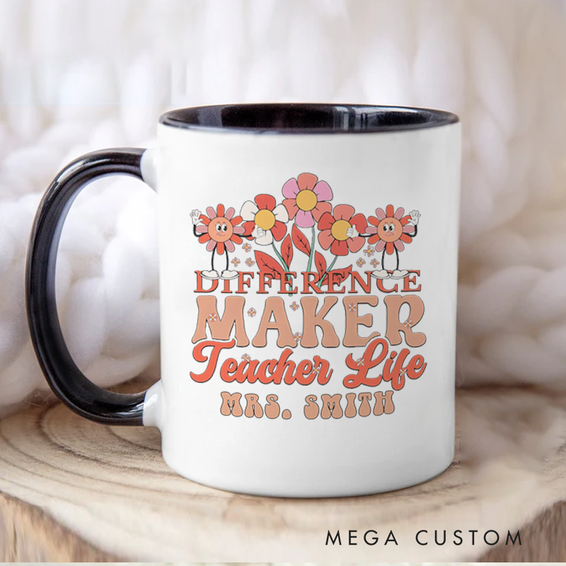 Personalized Mugs Teacher Life Retro Floral Mug Charming and Stylish Gift for Teachers