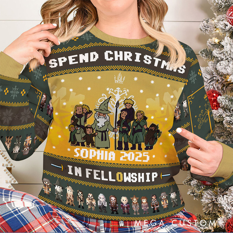 Personalized Fellowship Christmas Ugly Sweater Movie Christmas Sweater Film Fan Family Sweater