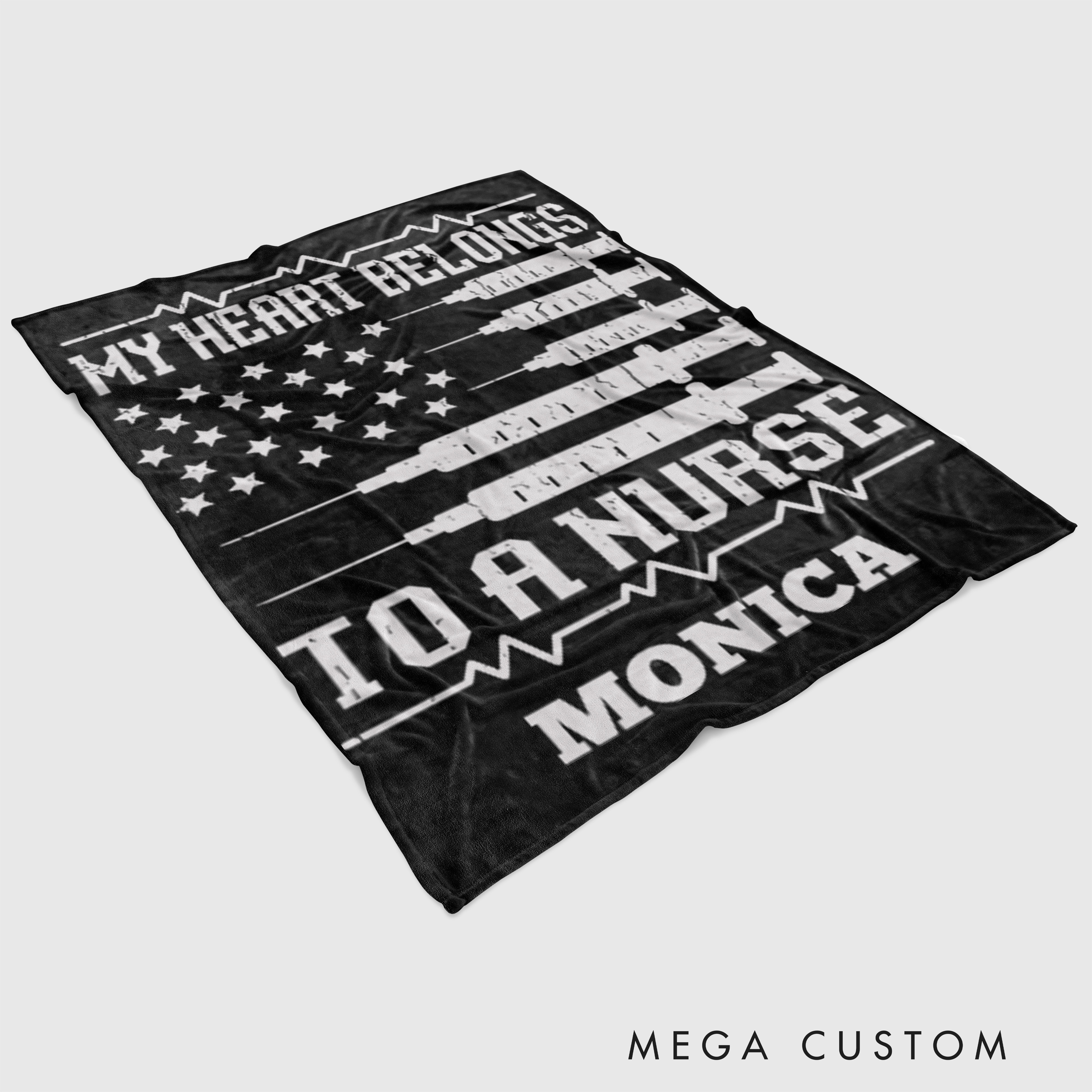Personalized Nurse Practitioner Blanket Custom My Heart Belongs to a Nurse Design Blanket Nurse Appreciation Gift