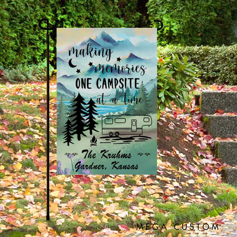 Personalized Campsite Garden Flag One Happy Camper Garden Flag Perfect for Your Rv Gift for Travel Hiking Lovers