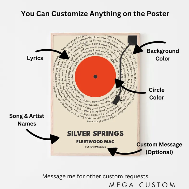 Personalized Song Lyrics Vinyl Record Print Without Frame Custom Music Gift