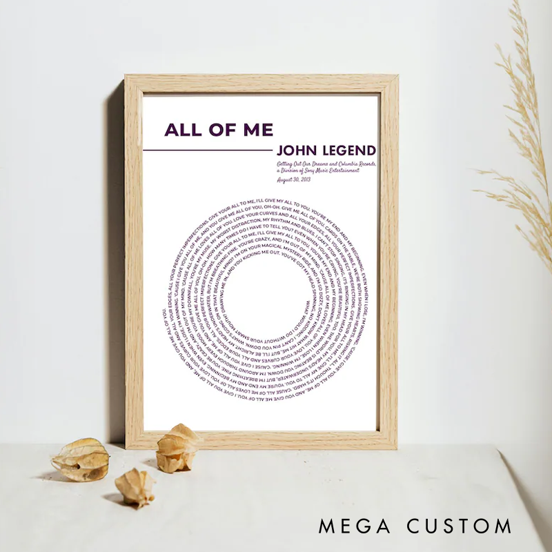 Personalized Lyrics Print Custom Music Poster Song Lyrics Wall Art Without Frame Customizable Music and Music Lover Gift