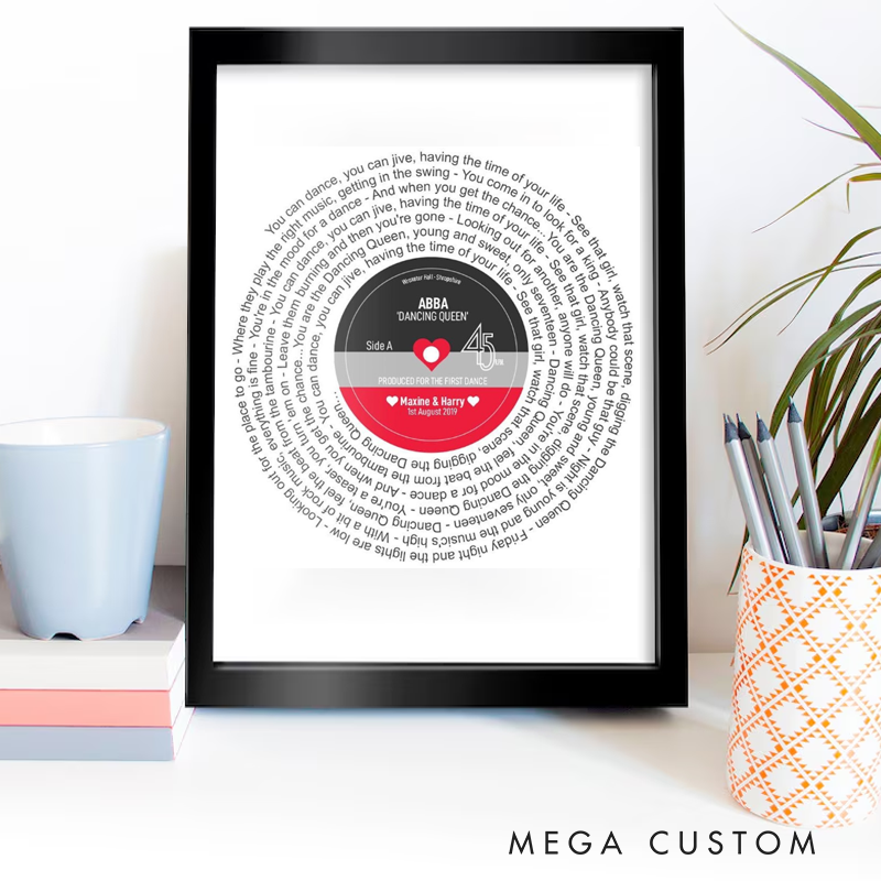 Personalized Record Print Without Frame Any Artist Any Song Music Art Song Lyrics Poster