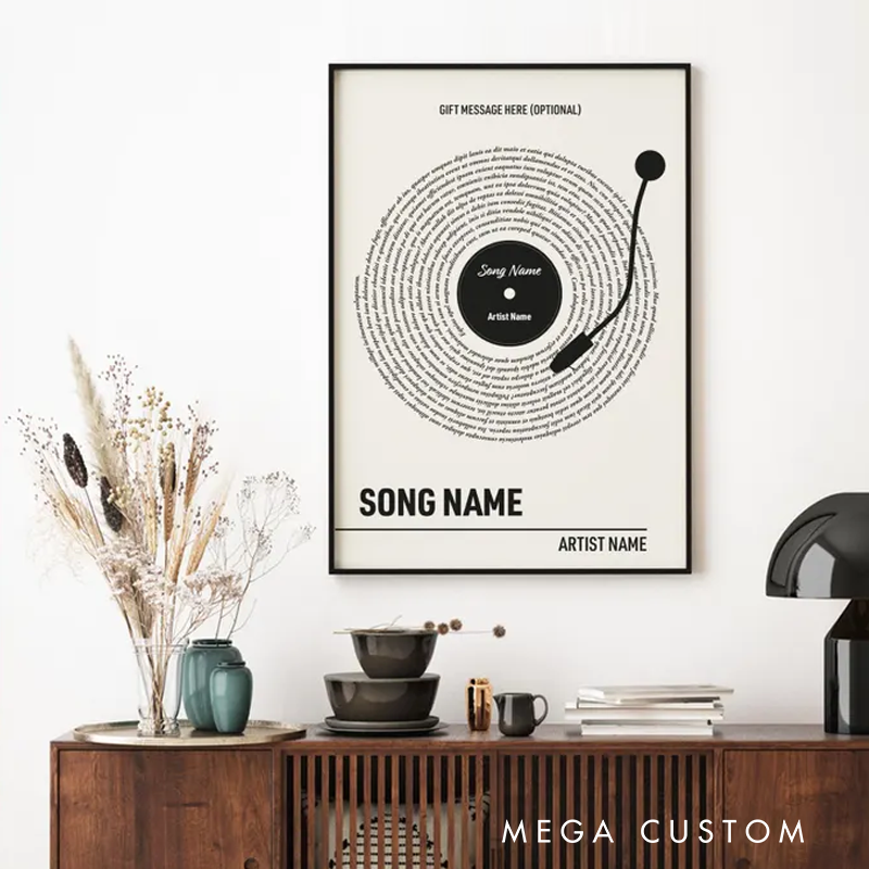 Personalized Vinyl Lyrics Print Without Frame Custom Music Poster Customizable Music Gift