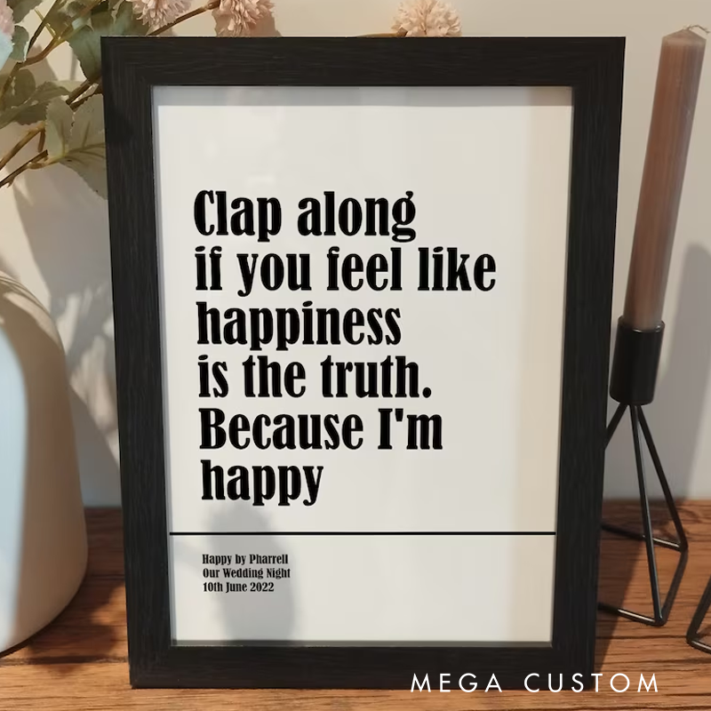 Personalized Song Lyric Print Without Frame Custom Music Lyric Wall Art