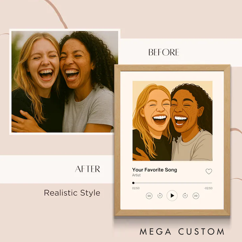 Personalized Digital Portrait from Photo Custom Music Code Poster Without Frame