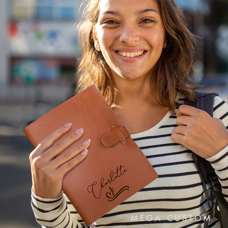 Personalized Cross Artistic Name PU Leather A5 Notebook Cover with Compartments Birthday Gift for Artist Christian