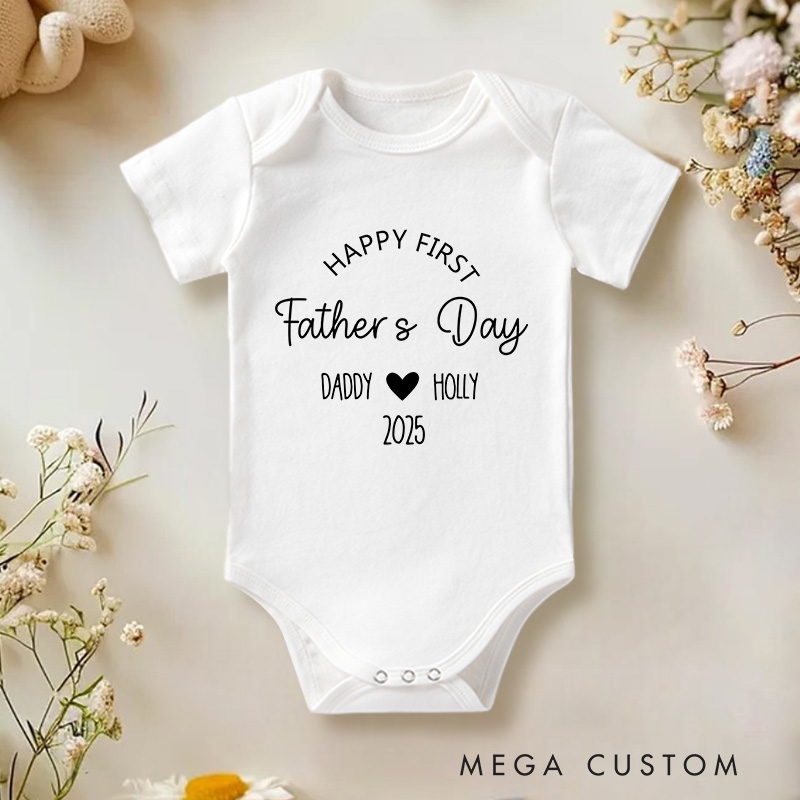 Personalized Happy First Father's Day Baby Onesie Gifts for Dad from Baby
